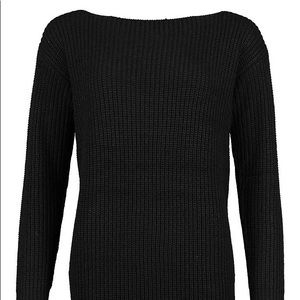Boohoo Fisherman’s Wide Scoop Neck Knitted Sweater